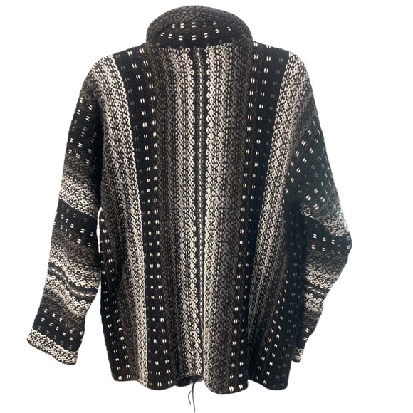 Artisan Made Hand Woven Wool Jacket, Zip Front, Black/Gray, Art to Wear Unique L - Picture 6 of 7